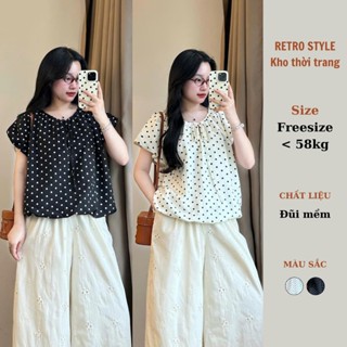 Áo Sơ Mi Chấm Bi Tay Bồng Cột Nơ Retrostyle Form Bí Siêu Xinh 521