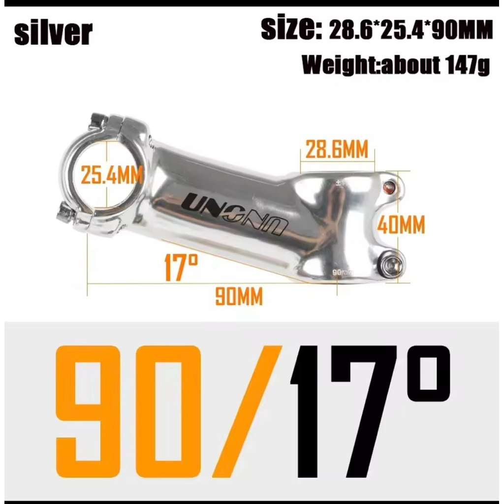 Po tăng Xe Đạp UNO Bạc ±7độ/ 17độ - 25.4mm