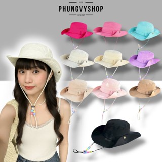 Mũ cao bồi bucket tai bèo vành unisex nam nữ phungvyshop-nón / BỒI TRƠN BẤM BẤM DÂY HỘT /