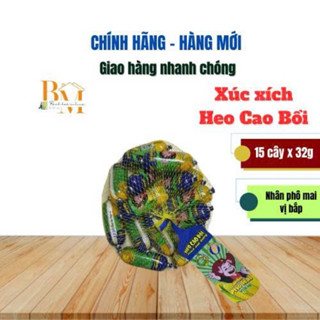 xúc xích heo cao bồi nhân phô mai vị bắp túi 15 cây x 32g