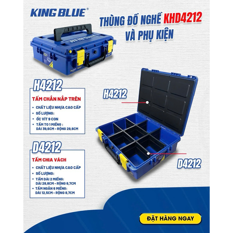 KING BLUE CHÍNH HÃNG : Thùng Đồ Nghề King Blue KHD4212 - 4216 : 420x340x120mm/420x340x160mm