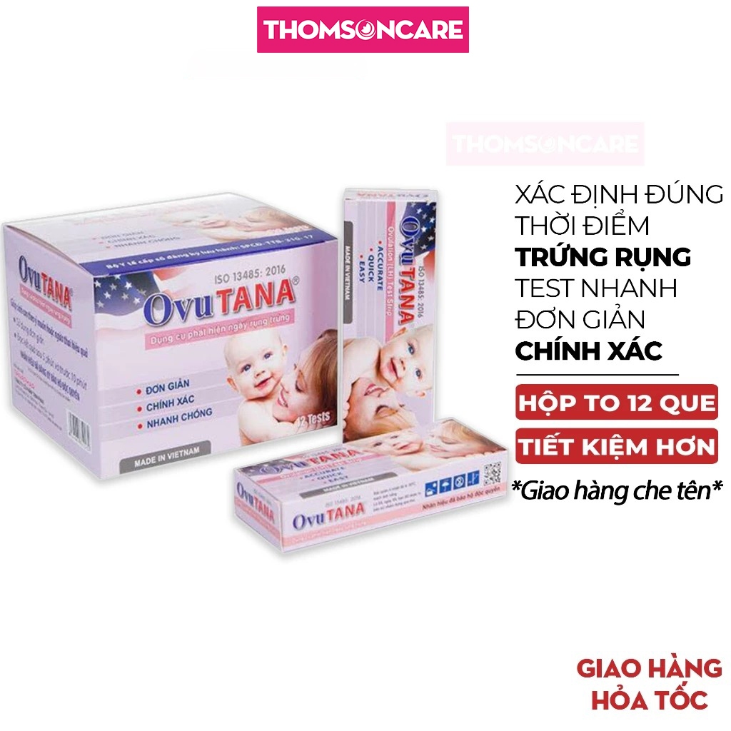 Que thử rụng trứng OVUTANA Tanaphar, Hộp 12 que - Xác định đúng thời điểm rụng trứng, tiện lợi, chính xác, test nhanh