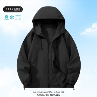 Áo Khoác Gió Nam Nữ Mũ Cao Cấp 2 Lớp By TEEDARK Kháng Nước Chống Nắng Form Rộng Kiểu Dáng Unisex