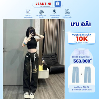  Quần bò rách JEANTINI quần ống đứng nữ bagic dễ phối đồ có rách gối dành cho nữ eo cao công sở  500 