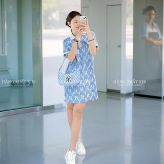 Đầm váy polo họa tiết NY hàng xuất dư xịn màu xanh nhạt