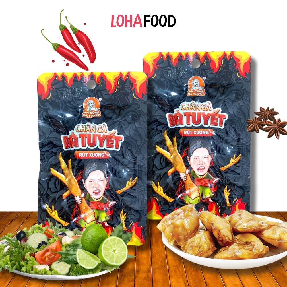 Combo 20 cái chân gà rút xương Bà Tuyết-đồ ăn vặt chân gà vị sả tắc chua cay ăn cùng Bà Tuyết