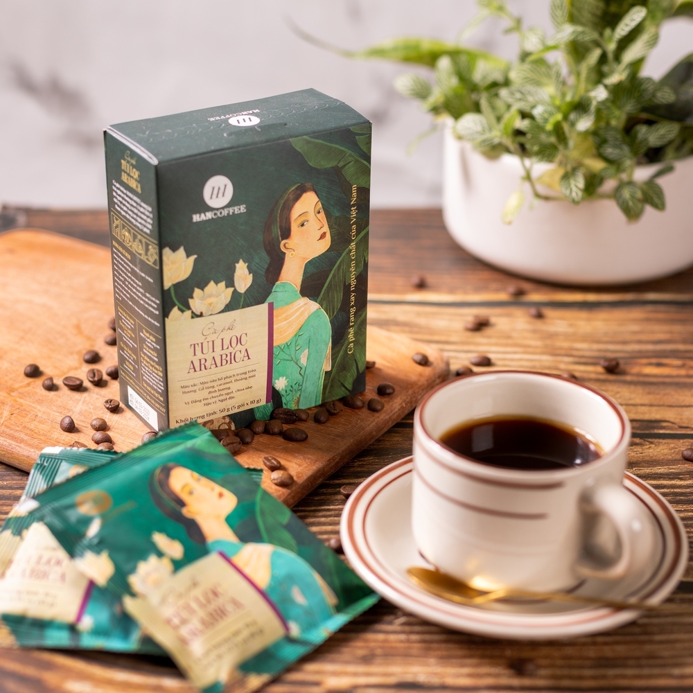 Cà Phê Phin Giấy ARABICA Cà Phê Phin Giấy Tiện Lợi Cà Phê Mộc, Rang Xay Nguyên Chất HANCOFFEE