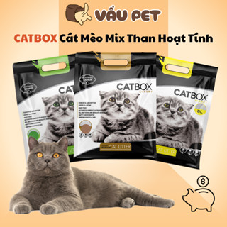 Cát mèo khử mùi, vón nhanh, ít bụi, đất sét mix than hoạt tính 4kg CATBOX - Cát vệ sinh mèo giá rẻ
