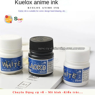 [ TÂM TÂM ] Mực đen , Mực Trắng Kuelox , Mực dùng bút sắt , bút chấm mực vẽ manga, comic calligraphy