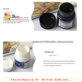 [ TÂM TÂM ] Mực đen , Mực Trắng Kuelox , Mực dùng bút sắt , bút chấm mực vẽ manga, comic calligraphy