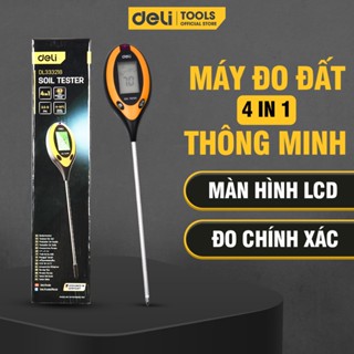 Máy đo độ PH đất 4in1 Deli phân tích chính xác chỉ số độ ẩm, nhiệt độ với màn hình LCD thông minh