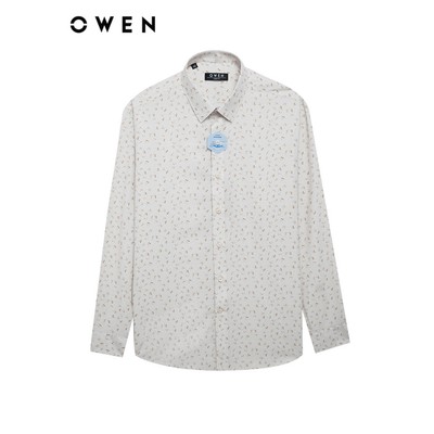 Owen - Áo sơ mi dài tay Regular Fit AR250119D màu Be chất liệu Nano