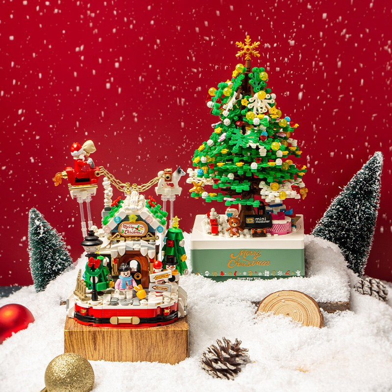 Bộ lắp ráp LOZ mini mô hình nhà New Year's Eve Day, Christmas House, Candy House quà noel