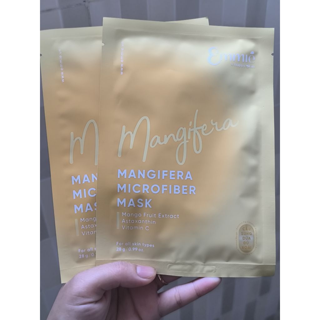 (1 miếng) Emmie by Happy Skin Mặt nạ Microfiber Xoài dưỡng sáng da 28g - Việt Nam