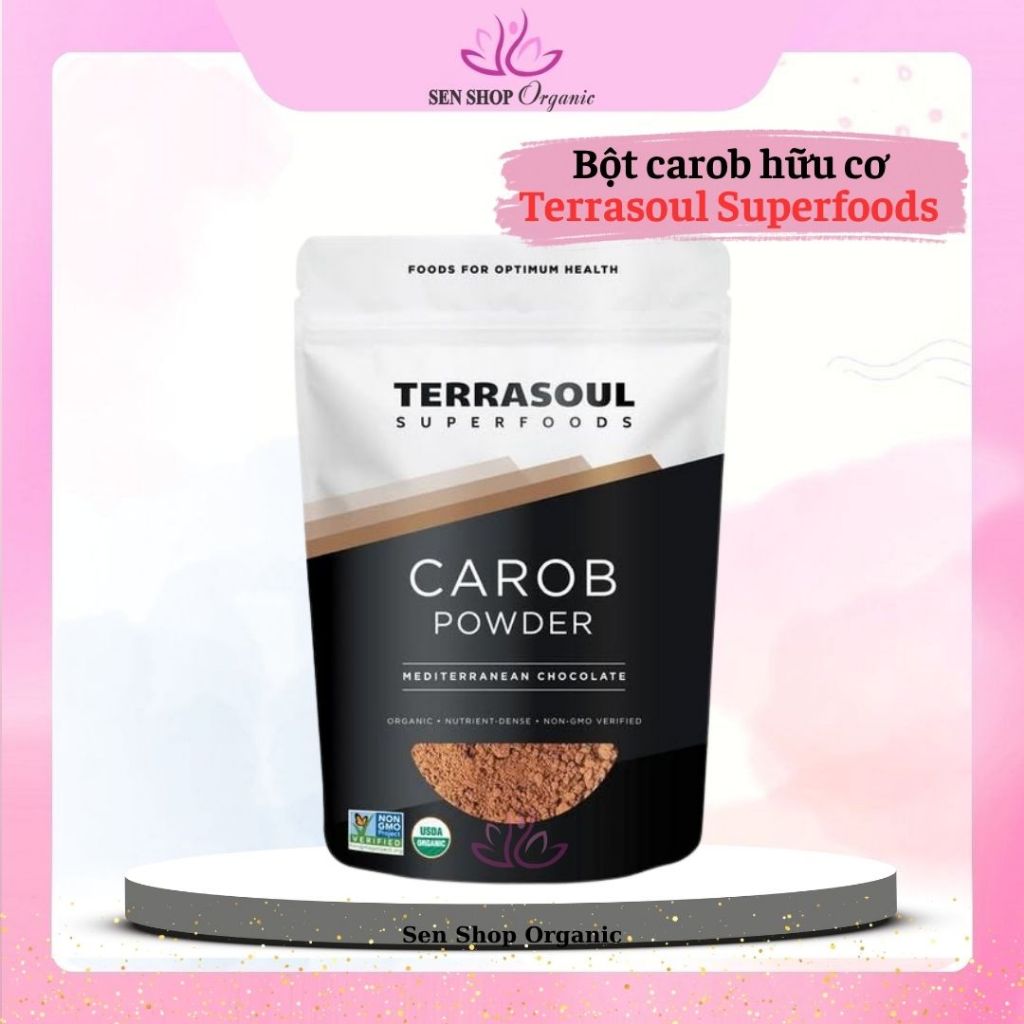 Bột Carob hữu cơ (Terrasoul Superfoods Lightly Roasted Carob Powder) - 454gr