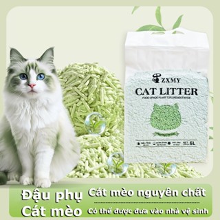 (HOẢ TỐC) 6L Cát đậu nành, cát vệ sinh cho mèo, cát tofu xả bồn cầu khử mùi, không bụi, siêu vón cho mèo