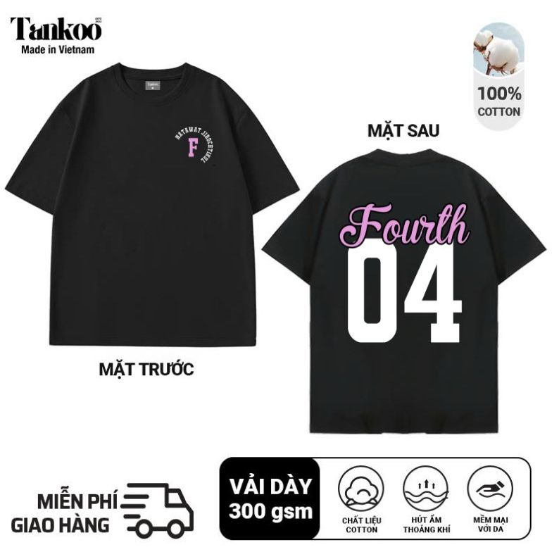 Áo thun hình số 04 Fourth Natawat Jirochtikul Thái Lan chất cotton thấm hút mồ hôi, áo nhóm đẹp form