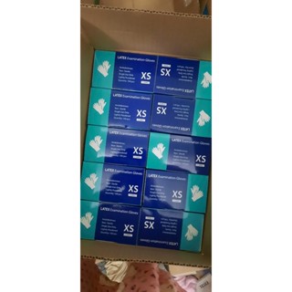 1 thùng 10 hộp Găng tay Cao su thiên nhiên LATEX DUY HÀNG có bột 6.5GR đủ size XS/S/M/L CHÍNH HÃNG