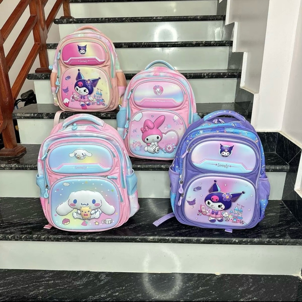 Balo Melody,Kurumi,Cinamon hoạ tiết in 3D Nổi.Balo xinh cho bé