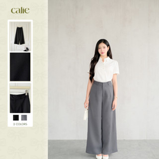 Quần suông basic chất liệu chéo hàn xếp ly thân trước, chất liệu mềm form basic tôn dáng thời trang nữ Calie QX047