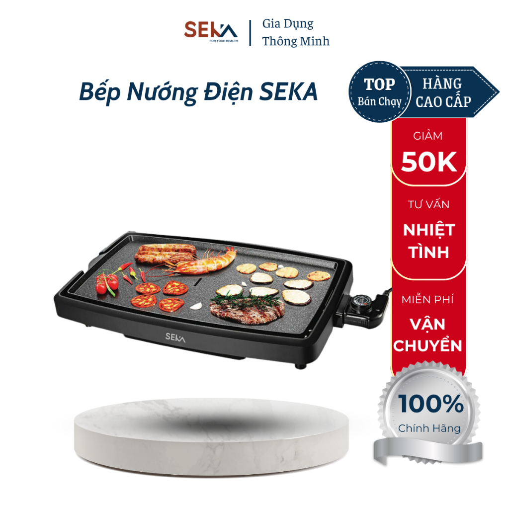 Bếp Nướng Điện Không Khói Seka SK540 Công Suất 1800W Nhôm Phủ Chống Dính 5 Mức Nhiệt Tuỳ Chỉnh