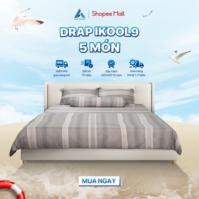 Bộ Drap Lụa Mát Ikool9 Aroma 5 Món Có Mền (Chăn)-  Không Gây Hầm Bí Lưng - Nhắn Shop Lựa Mẫu
