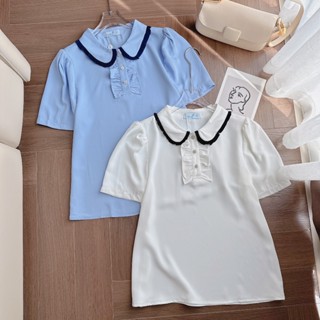 Áo Sơ Mi Bèo Ngực MINZ STORE Mã 0584, Thiết Kế Ngắn Tay Phong Cách Công Sở