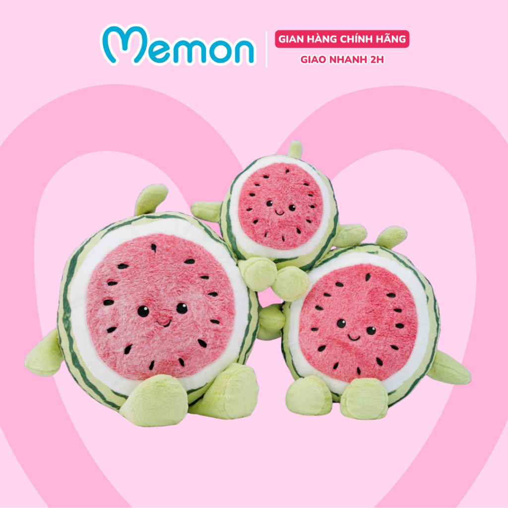 Gấu bông quả dưa hấu vui vẻ Memon thú nhồi bông trái cây dưa hấu mềm mịn cao cấp
