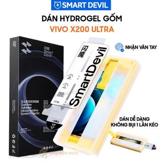 Dán màn hình Vivo X200 Ultra / X200 / X200 Pro Hydrogel Gốm Smart Devil full màn hình nhận vân tay có khung hỗ trợ dán