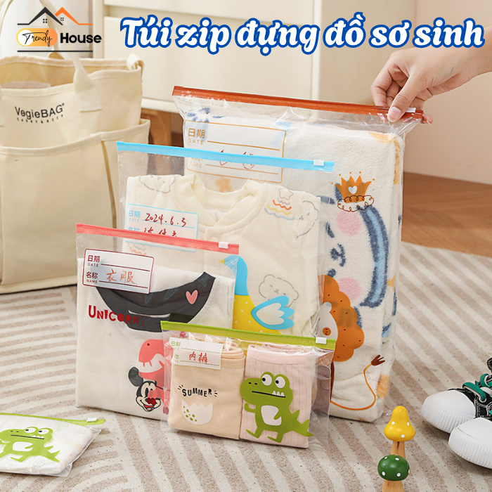 Set Túi Zip Đựng Đồ Đi Sinh Cho Mẹ, Túi Đựng Quần Áo, Đồ Dùng, Tã Bỉm Cho Bé, Nhiều Kích Thước, Dễ Thương & Tiện Lợi
