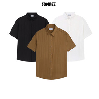 Áo sơ mi SUNDEE vải Đũi Gân Cổ đức thoáng mát, không nhăn form regular cộc tay Nam Menswear