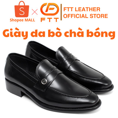 Giày lười nam Penny Loafer cao cấp da bò chà bóng FTT Leather đế phíp gỗ chống trơn trượt F0306