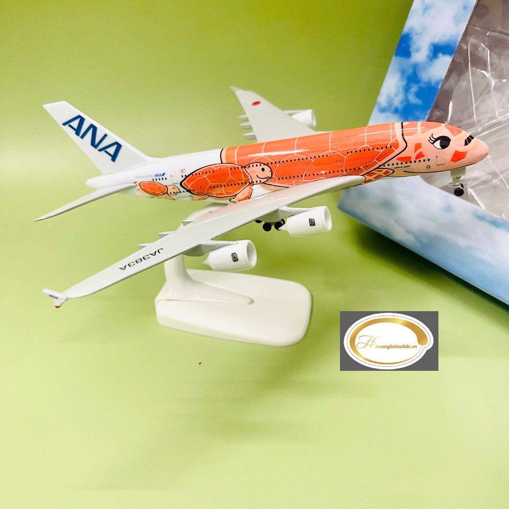 Mô Hình Máy Bay Airbus A380-800 Hãng All Nippon Airways (ANA) Livery “Flying Honu” Màu Cam mẫu mới 2