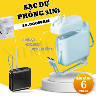 Sạc Dự Phòng Đa Năng 20000mAh 3in1 - Tích Hợp Dây Sạc Nhanh - Tương Thích Mọi Thiết Bị 01