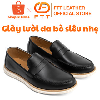Giày moca sin nam cao cấp da bò vân trơn FTT Leather, đế siêu nhẹ hạn chế trơn trượt đi êm chân F903