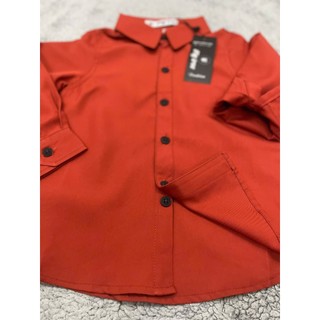 Áo Sơ Mi Màu Cam Gạch, Chất Cotton Trơn Mềm Mịn Mát, Nhiều Size