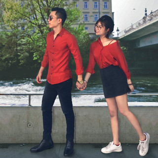 Áo Sơ Mi Màu Cam Gạch, Chất Cotton Trơn Mềm Mịn Mát, Nhiều Size