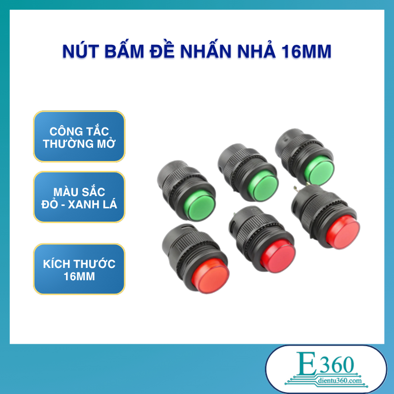 Nút Bấm Đề Nhấn Nhả 16mm (5Pcs)