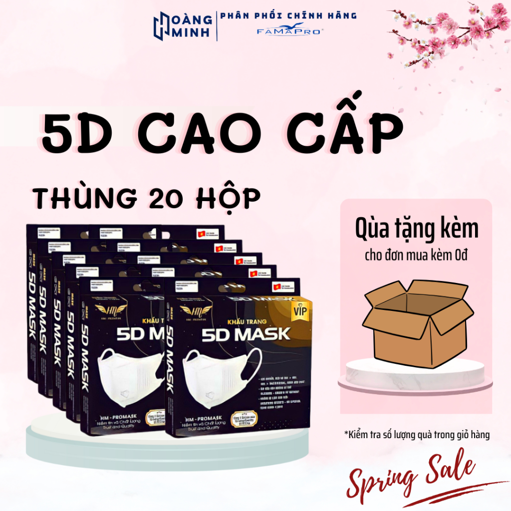 [5D Premium] Thùng 200 cái Khẩu trang 5D Premium HM pro mask 4 lớp kháng khuẩn chống bụi mịn và chốn