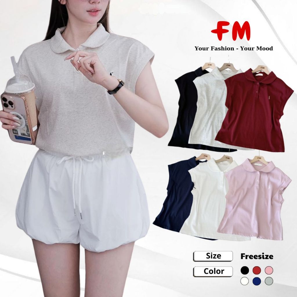 Áo Thun Polo Nữ FMSTYLE Basic 3 nút thêu ngựa chất thun giấy thời trang Hottrend Freesize 25060001