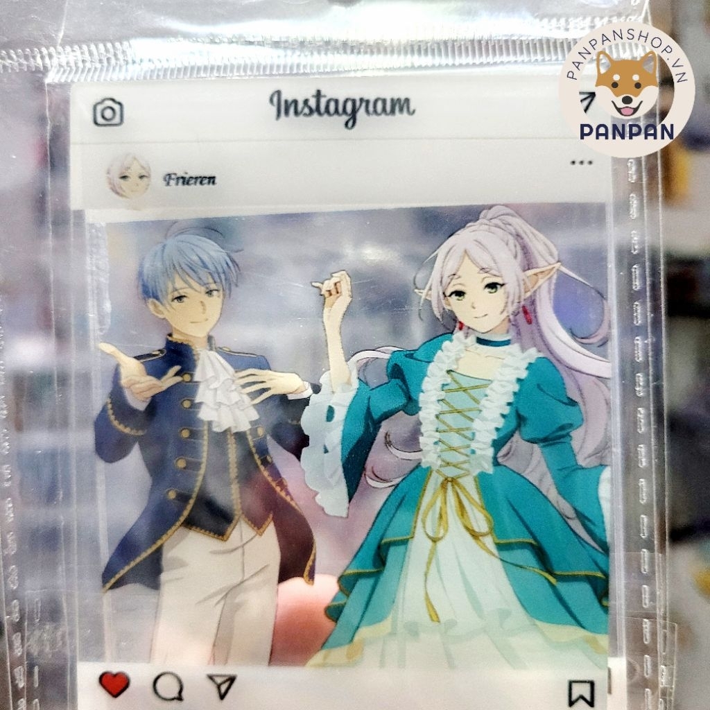Card nhựa insta trong suốt Frieren, Himmel, Fern, Stark dạ hội