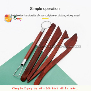 Bộ 5 cây dụng cụ tạo hình đất sét , Nạo tượng lớn ( màu Nâu ) [ Sugi Art Shop ]
