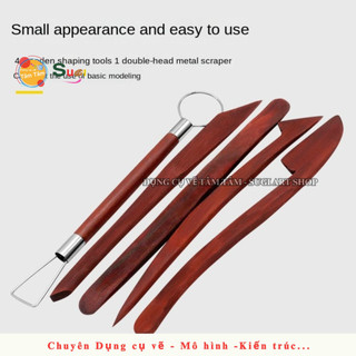 Bộ 5 cây dụng cụ tạo hình đất sét , Nạo tượng lớn ( màu Nâu ) [ Sugi Art Shop ]