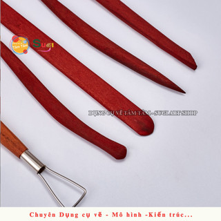 Bộ 5 cây dụng cụ tạo hình đất sét , Nạo tượng lớn ( màu Nâu ) [ Sugi Art Shop ]
