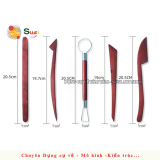 Bộ 5 cây dụng cụ tạo hình đất sét , Nạo tượng lớn ( màu Nâu ) [ Sugi Art Shop ]