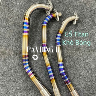  Cổ Pô Titan Khò Bóng Cao Cấp Dày 1Li2 Kèm Pát Nhôm Và Khâu Chống Xì Inox304 CNC Cho Nhiều Dòng Xe 