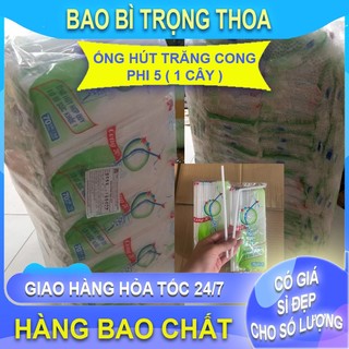  cây 100 gói ống hút trắng cong phi 5   gói 70 ống  