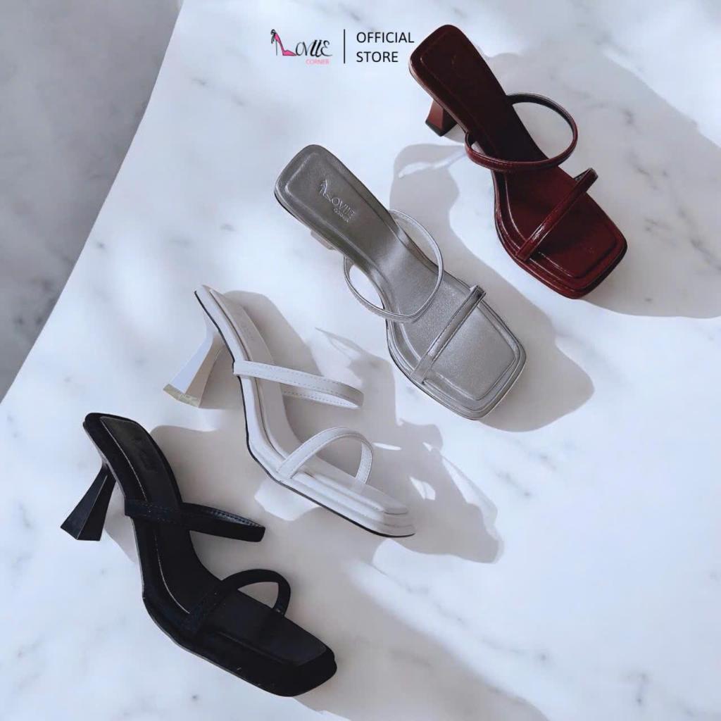 LOVIIECORNER CAO GÓT NỮ - GUỐC MULES THỜI TRANG HAI DÂY NGANG MẢNH - GUỐC NỮ MŨI VUÔNG HIỆN ĐẠI D230