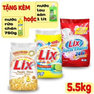 Bột giặt Lix 5.5kg gói tiết kiệm kèm quà tặng