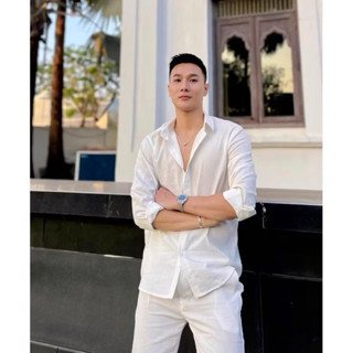 Bộ nam áo dài tay, quần dài chất liệu đũi mềm mát mặc đi chơi đi biển